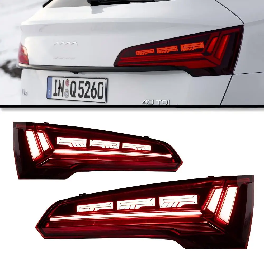 For For 2018-2020 Audi Q5 Tail Light Assembly, Full LED, Dynamic Sequential Turn Signal, 12V 30W Rear Lamp
