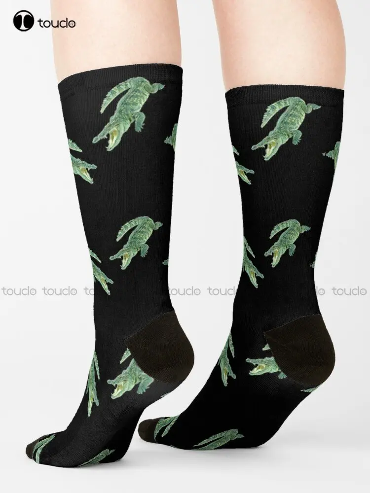 Alligator Crocodile Socks Blue Socks Personalized Custom Unisex Adult Teen Youth Socks Street Skateboard Socks Custom Gift Funny