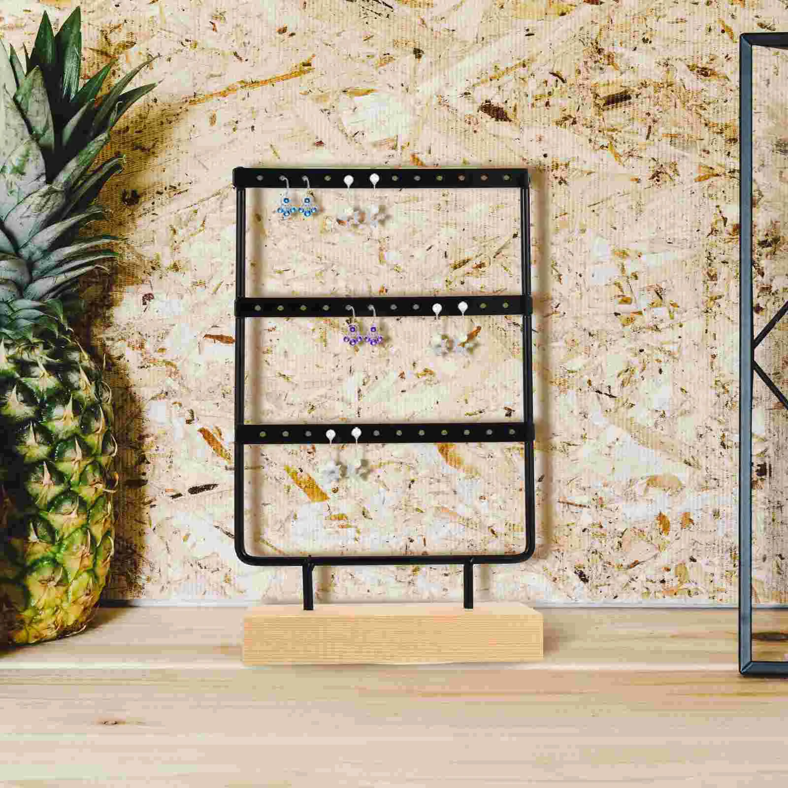 Jewelry Display Stand Earring Three-layers Tray Decor Decorate Rack Earrings Organizer Iron Shop