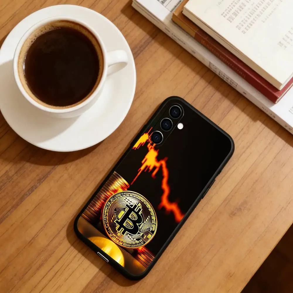 Bitcoin Crypto Phone Case Black Silicone Soft For Samsung Galaxy A73,A72,A71,A70,A53,A52,A51