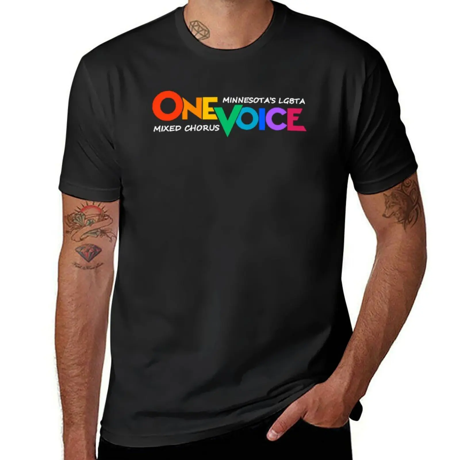 

One Voice Logo with White Text T-Shirt customs blue lock for a boy workout shirts for men