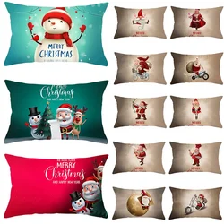 New Year Gift Red Plaid Cushion Cover Pillowcase Elk Merry Christmas Print Sofa