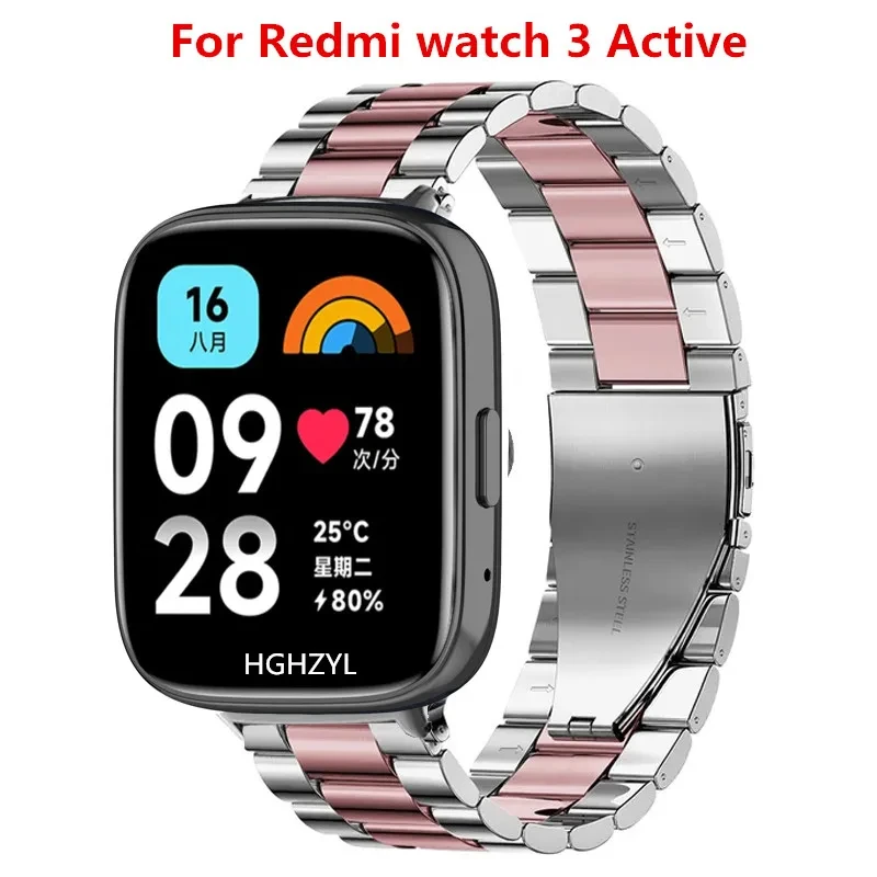 Stainless Steel Band For Redmi Watch 3 Active Strap Smart Watch Metal Bracelet Belt For Xiaomi Redmi Watch3 Active