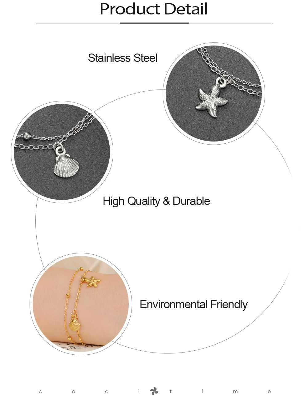 COOLTIME Seestern Muschel Armbänder für Frauen Edelstahl Mode Sommer Strand Schmuck Armband Zubehör für Ozean Liebhaber – Detail 7