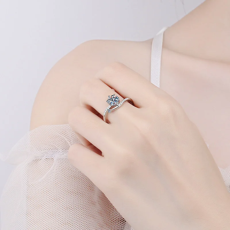 Joyce jelly 1ct d farbe vvs 3ex moissan ite ringe s925 sterling silber feiner schmuck trend iger einfacher stil frauen ring für hochzeit – Detail 2