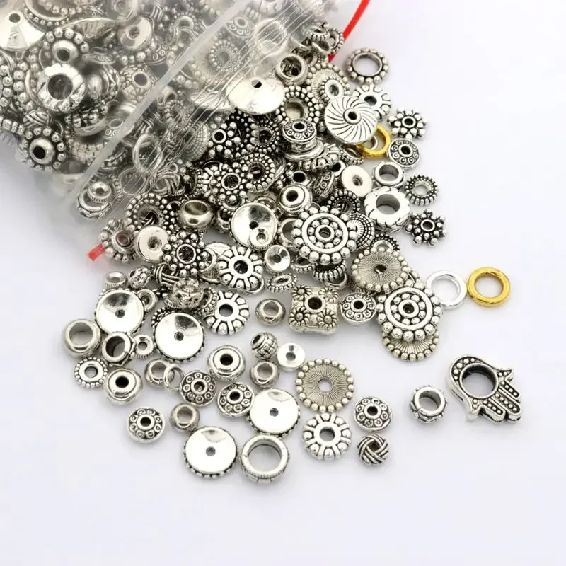 50 100 Uds. Cuentas sueltas espaciadoras de Metal de aleación antigua mezclada para fabricación de joyería Diy pulseras collar accesorios suministros al por mayor