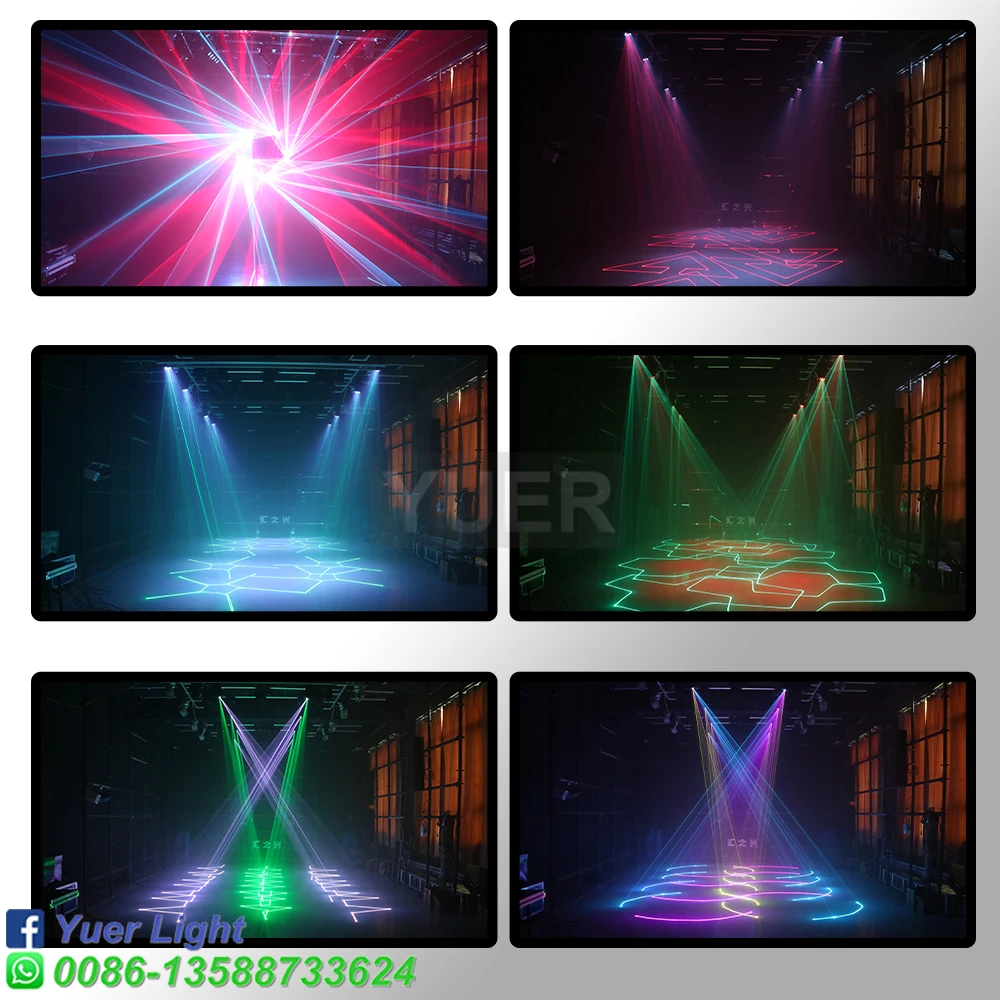 YUER NEW 1W 2W 3W Laser + 6X10W LED RGB Moving Head Light Scanning Pattern Laser Animation Effects for DJ Bars Clubs Wedding