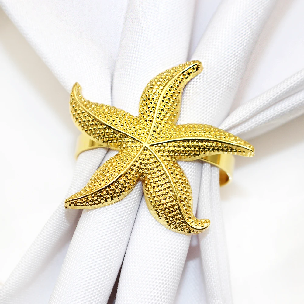 6Pcs Ocean Animal Napkin Ring Starfish Lobster Shell Turtle Sea Horse Octopus Napkin Holder for Beach Holiday Table Decor