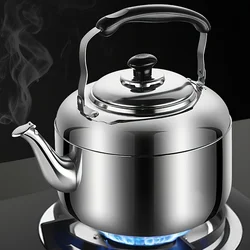 Stainless Steel Whistling Tea Kettle, 1.06gal Capacity, Stovetop Teapot with Heat-Resistant Handle, No Electricity Required