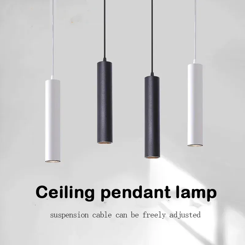  Modern Pendant Lamp Ceiling Chandelier Lights LED Cylindrical Long Tube Lamps Downlight Bar Dining Room Kitchen Decor Lighting 