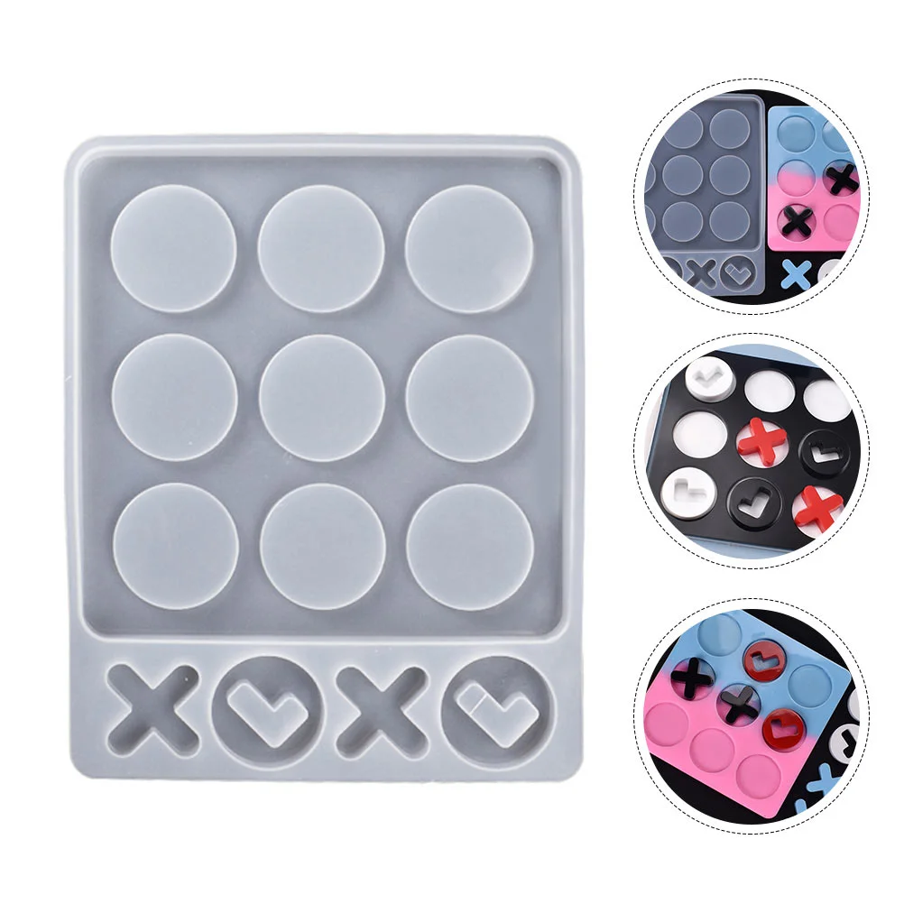 Family DIY Board Games Molde Para Resina Tictactoe Table Manual STEM Toys White Silica Gel Silicone