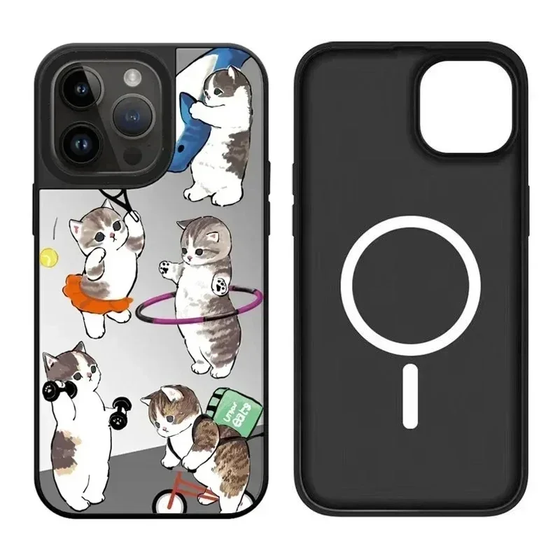 

MagSafe Mirror Surface Cute Bear Cat iPhone 11 12 13 14 15 Pro Max Case - Protective iPhone Case