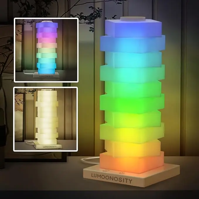 クリエイティブdiyスタッカブルrgb雰囲気ライトledナイトライト15wワイヤレス充電器デスクランプ寝室ベッドサイドホームデコレーションギフト