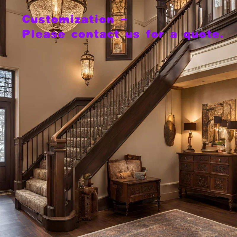 

custom.Modern American Style Luxury Oak Loft Wood Stairs Solid Straight Wooden Custom Shape Living Room