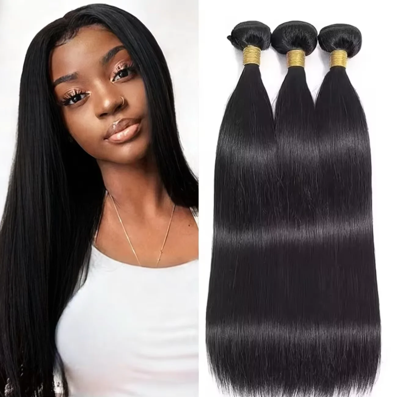 

Натуральные прямые волосы Реми, 36, 38, 40 дюймов, 3 шт., толстые, необработанные, длинные пучки для наращивания волос для женщин