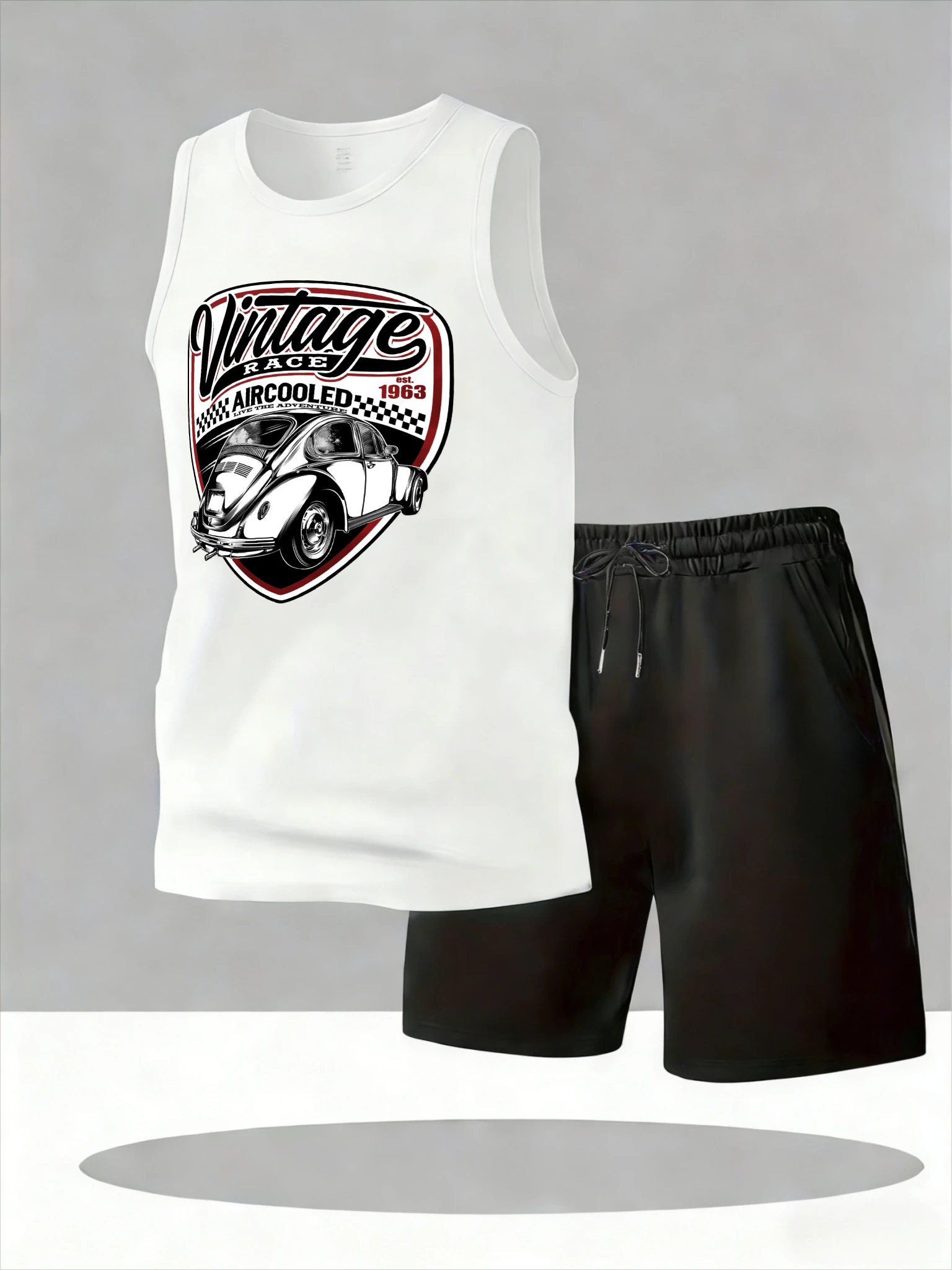 Men's Tank Top Sets 2026 Summer Quick drying running oversize sports men's suits Breathable crewneck seaside clothing set