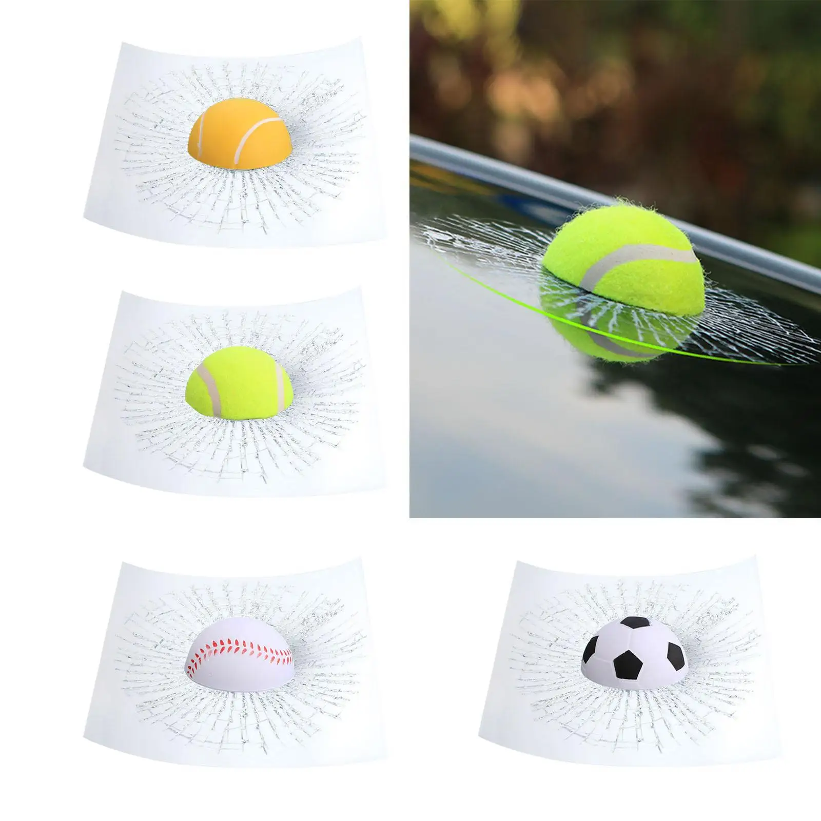 

3D Car Window Ball Hits Sticker Plastic Material Realistic Broken Effect Waterproof Decal for Auto Accessories