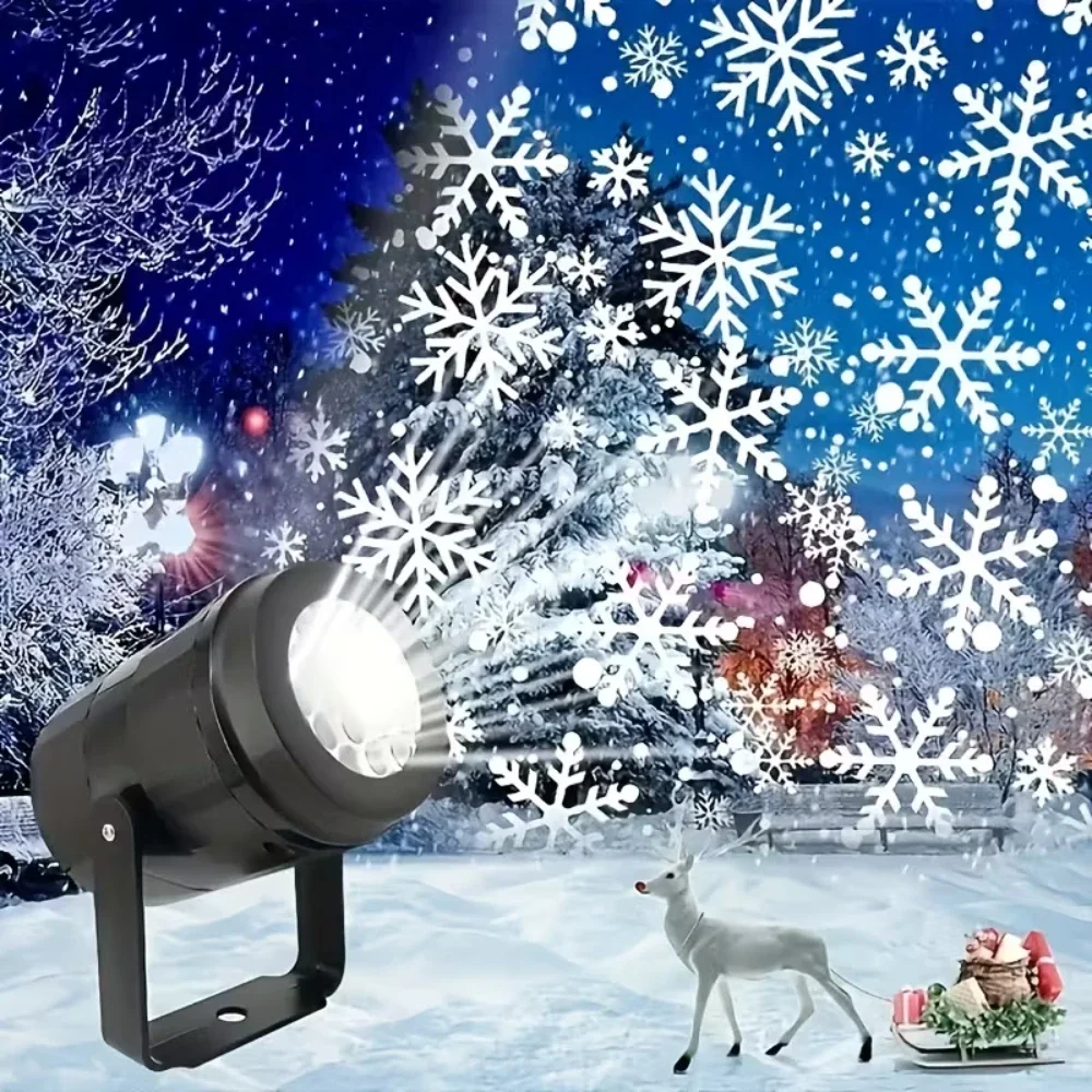 LED Schneeflocken-Weihnachtsprojektorlampe USB-betriebene Schneeprojektionsleuchte 360 ° Verstellbare Weihnachtsdekoration für Haus, Garten und Hof – Detail 1