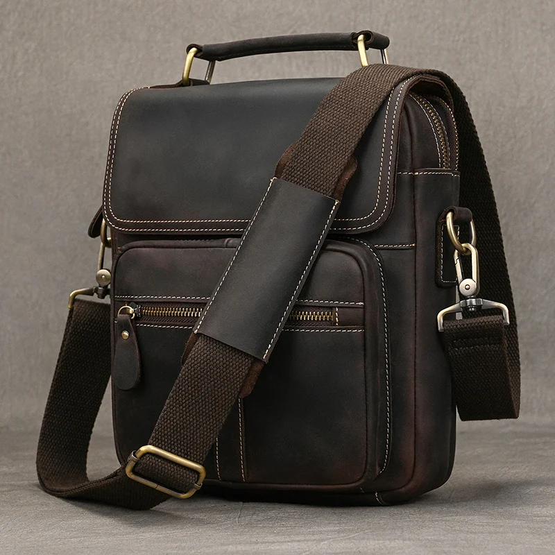 حقيبة كروس من جلد البقر الناعم للرجال ، حقائب ساعي البريد غير رسمية ، حقيبة كتف للرجال من ايباد ، شحن سريع ، 7.9 بوصة