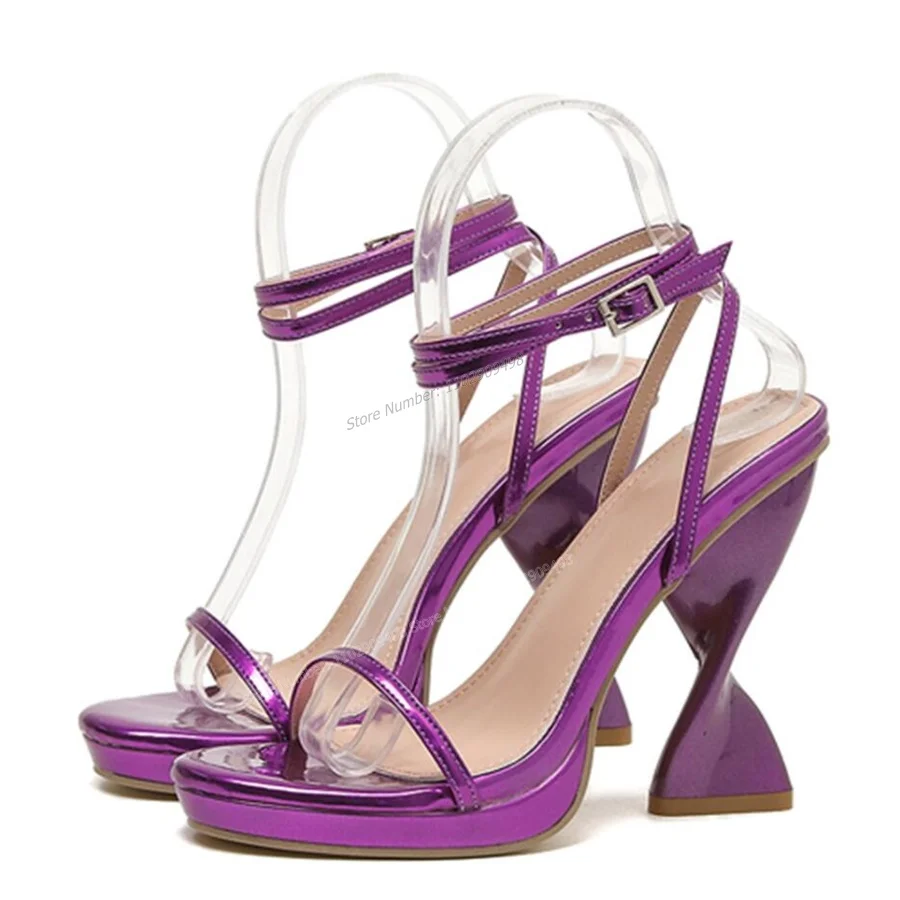 

Purple Back Strap Strange Style Heel Sandals Ankle Buckle Open Toe Shoes for Women High Heels Shoes 2023 Zapatos Para Mujere