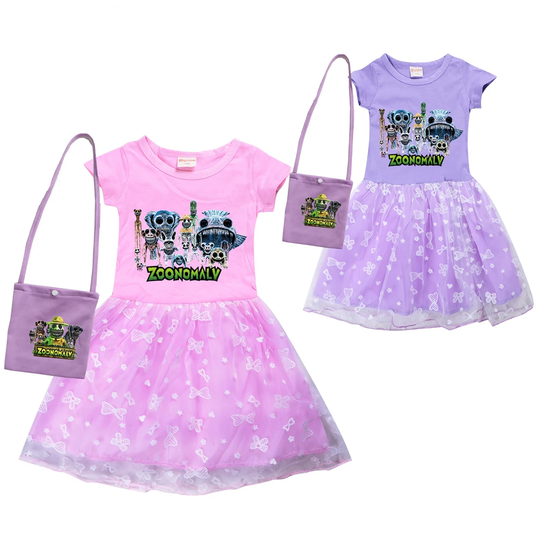 Kids Clothes Baby Girls ZOONOMALY Dress Summer Short Sleeve Mesh Princess Dresses Cartoon Cosplay Costumes Casual Vestidos