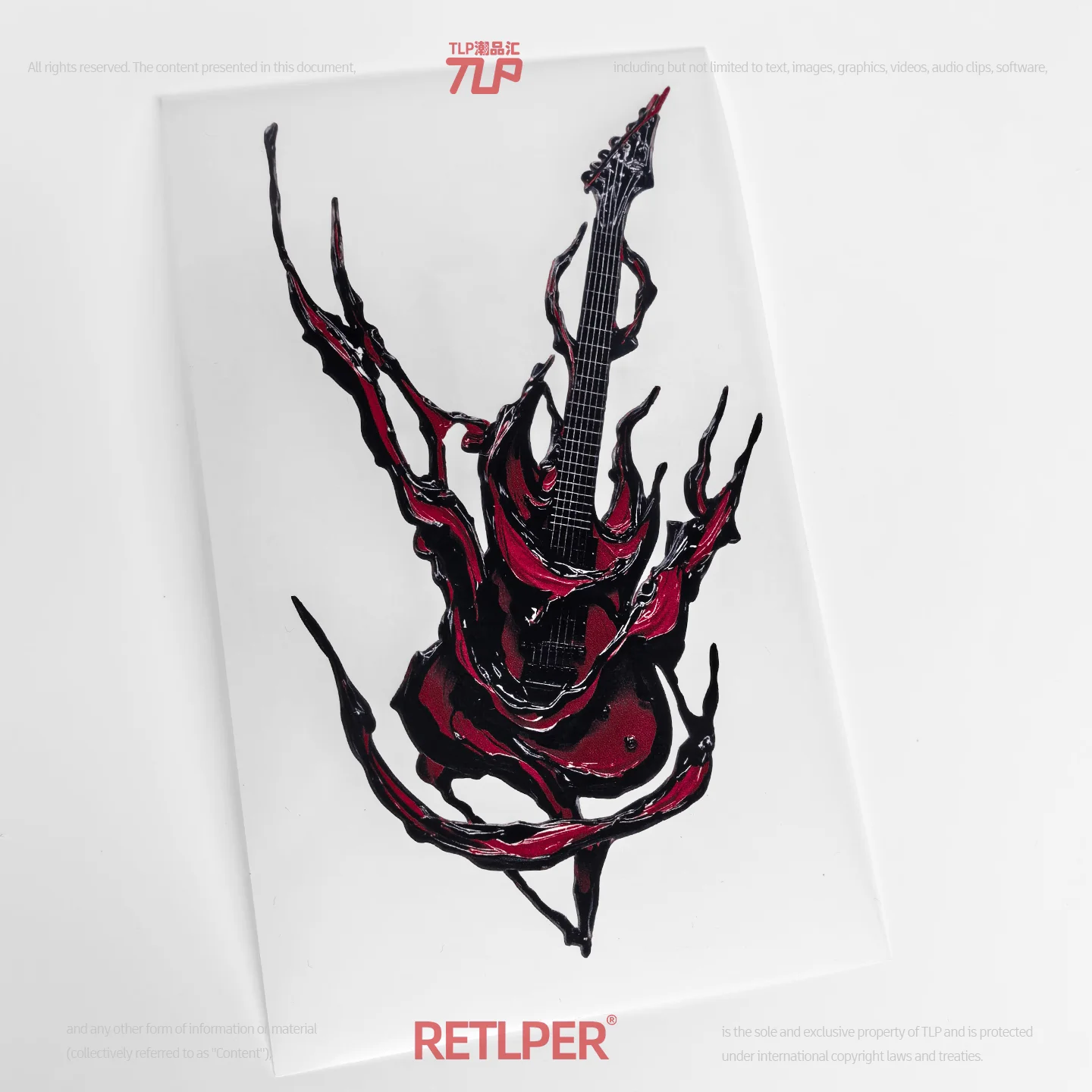 Retlper Hollow-Out Car Sticker Original Volcano Erupt Lava Rock Bass Guitar Decal Flat for Car/Moto
