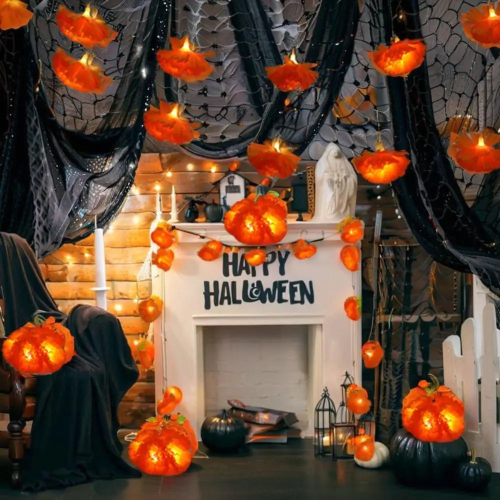 Mexican Style Halloween Marigold Led Lights Creative Orange DIY Garland String Lights Battery Operated Festive Atmosphere