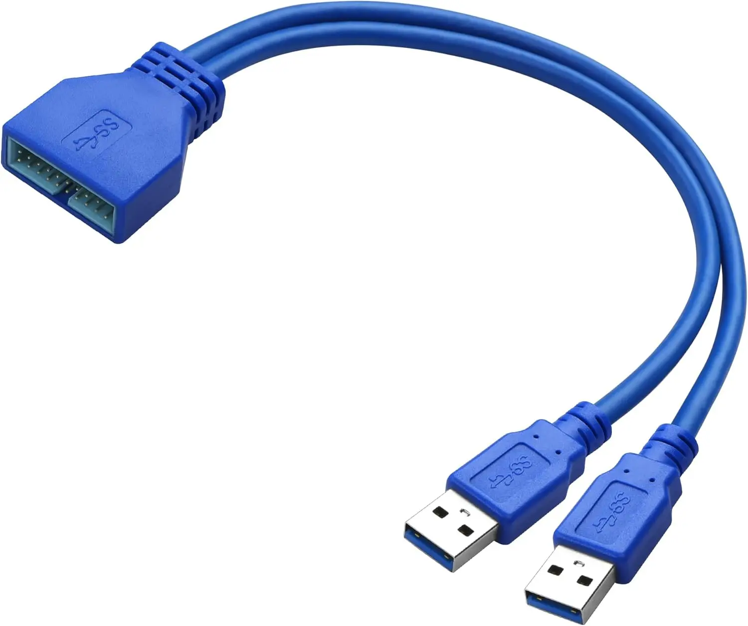 

JoniSerl Dual 2 Port USB 3.0 Type A Male to 19/20 Pin Male Motherboard Header Extension Cable 5Gbps for Computer Motherboards