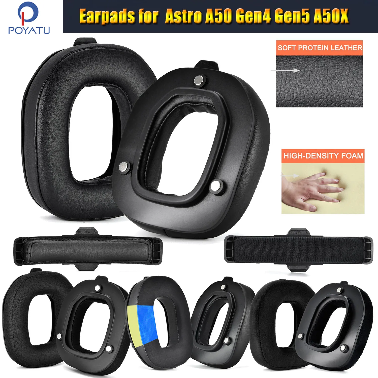 Poyatu Earpads for Logitech Astro A50 Gen4 Gen5 A50x Gaming Headset Headband Ear Pads Cushions Earmuff
