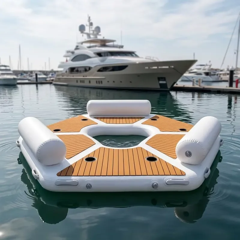 Custom Drop Stitch EVA Surface Hexagon for Aqua Floating Inflatable Dock with Mesh for Yacht & Water