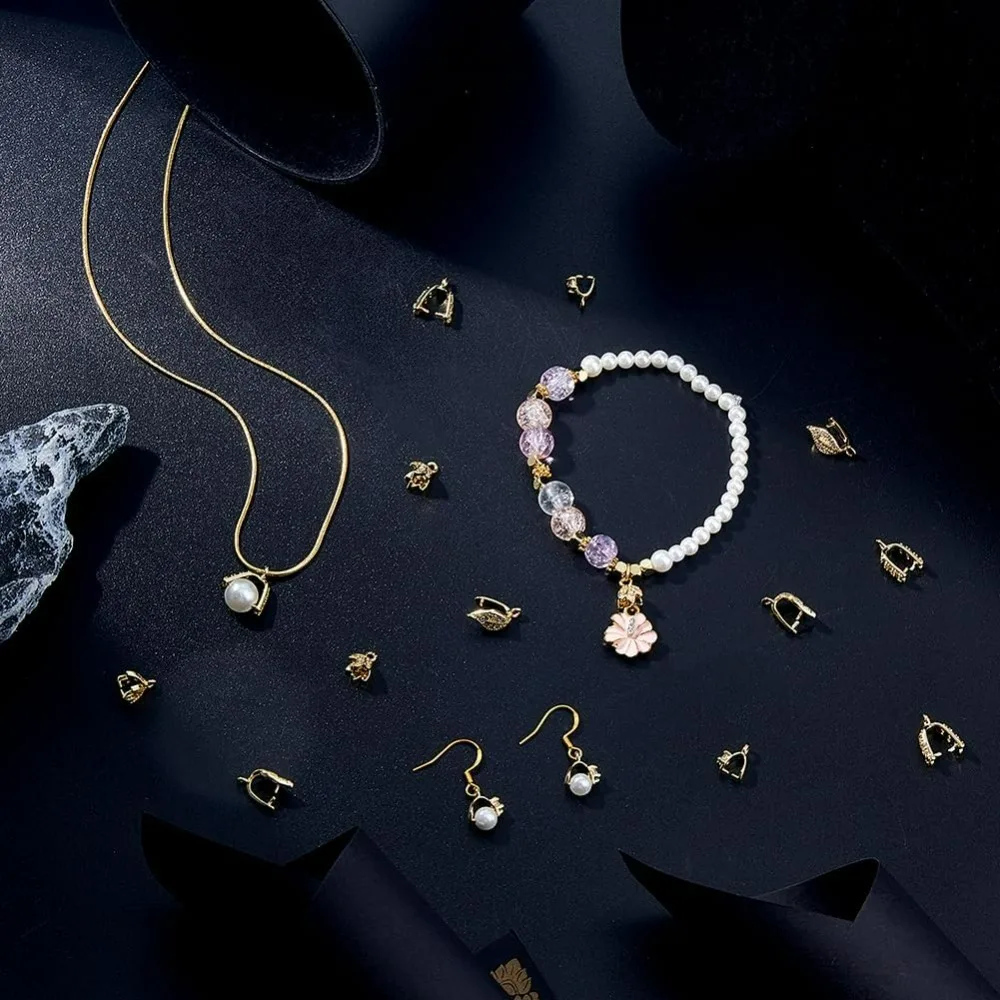 16 قطعة 4 أنماط قرصة الكفالات النحاس قرصة كليب الكفالة المشبك مشبك قلادة بها خرزات موصلات الجليد اختيار قرصة الكفالات المشابك مكعب #5