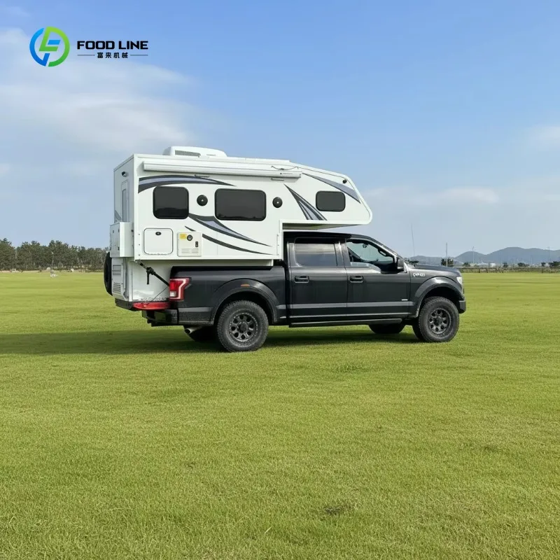 High Gloss Fiberglass Hardtop Truck Camper Slide Out Big Space with Washroom for Pickup Overland Travel Custom
