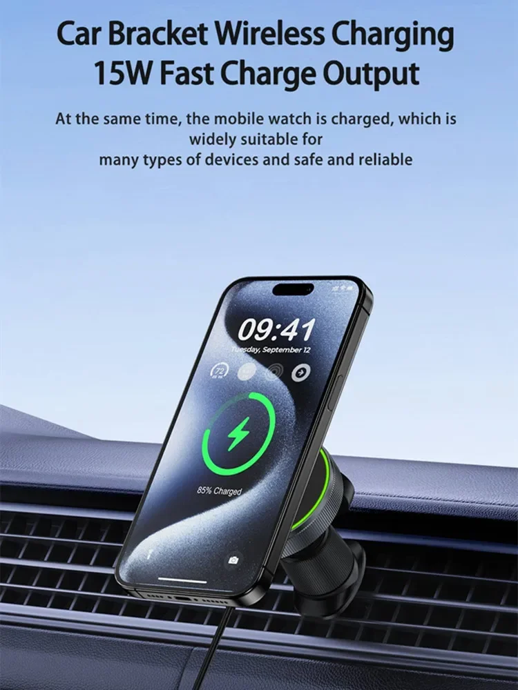 NEW 2 In 1 Magnetic Car Wireless Charger for Apple Watch IWatch 8 7 6 iPhone 15 14 13 12 Pro Max Car Fast Charging Holder Mount