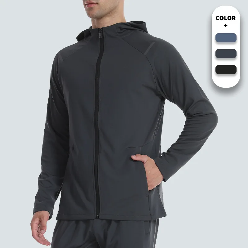 

2024 Summer Mountaineering Outdoor Coat Fitness Running Clothes Zipper Open Top Quick Drying Top Long Overcoat for Men