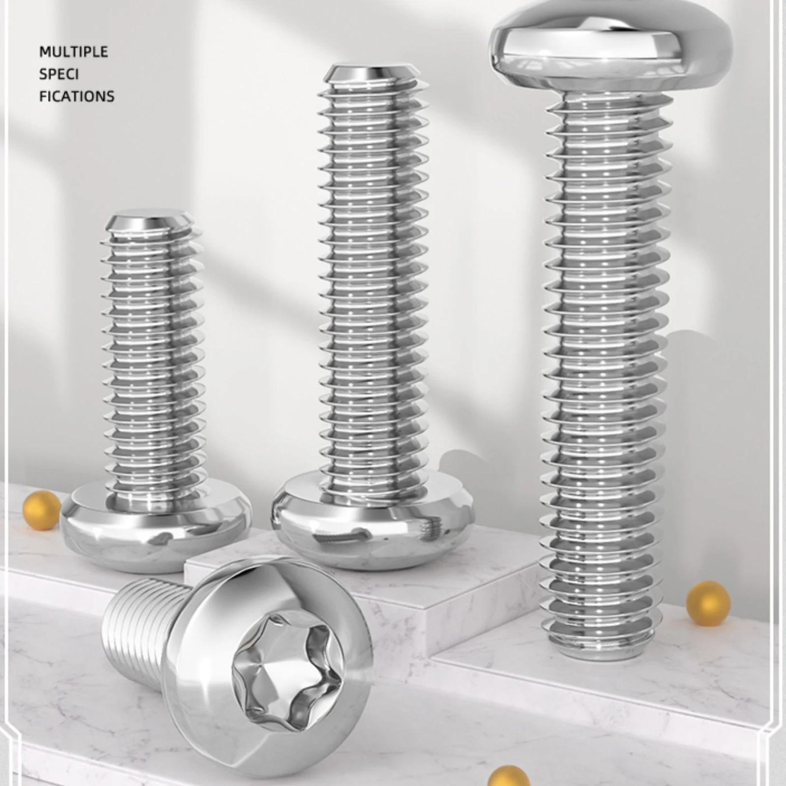 2/5/10/50x M1.4 M1.6 M2 M2.5 M3 M3.5 M4 M5 M6 M8 M10 GB2672 304 Stainless Steel Six-Lobe Torx Pan Six Lobe Round Head Bolt Screw