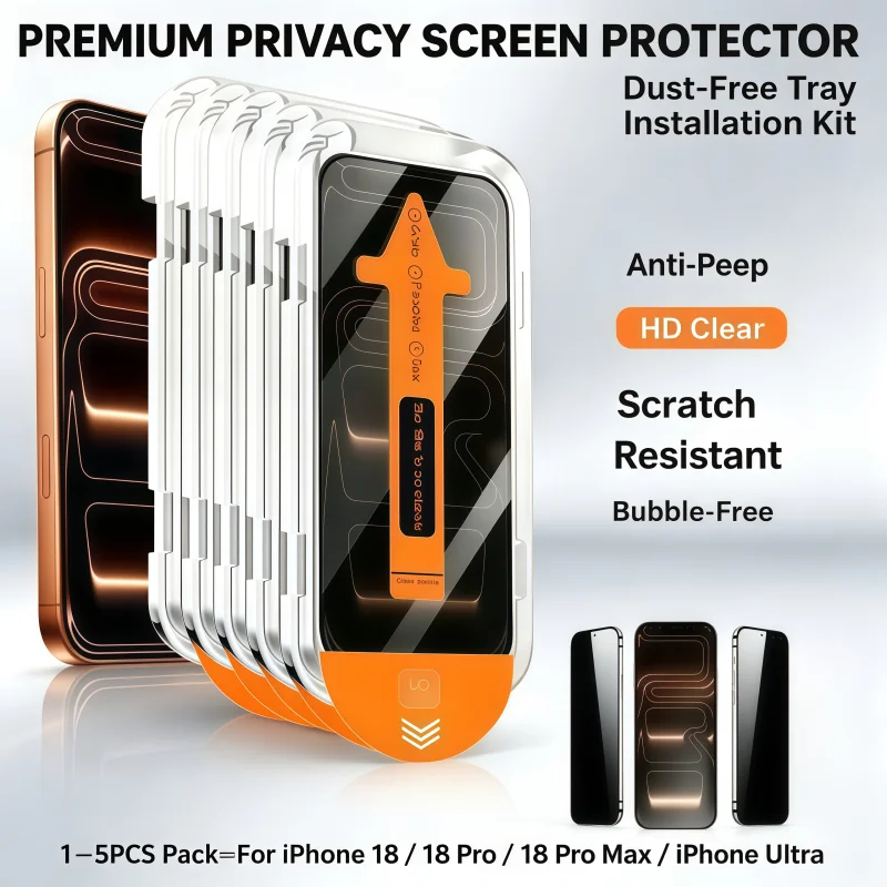 1-5 Stück Anti-Spionage Displayschutzfolie Einfache Installation Anti-Spionage-Glas für iPhone 18 Pro Max 18 Pro 18 iPhone Ultra Privatsphärenschutz