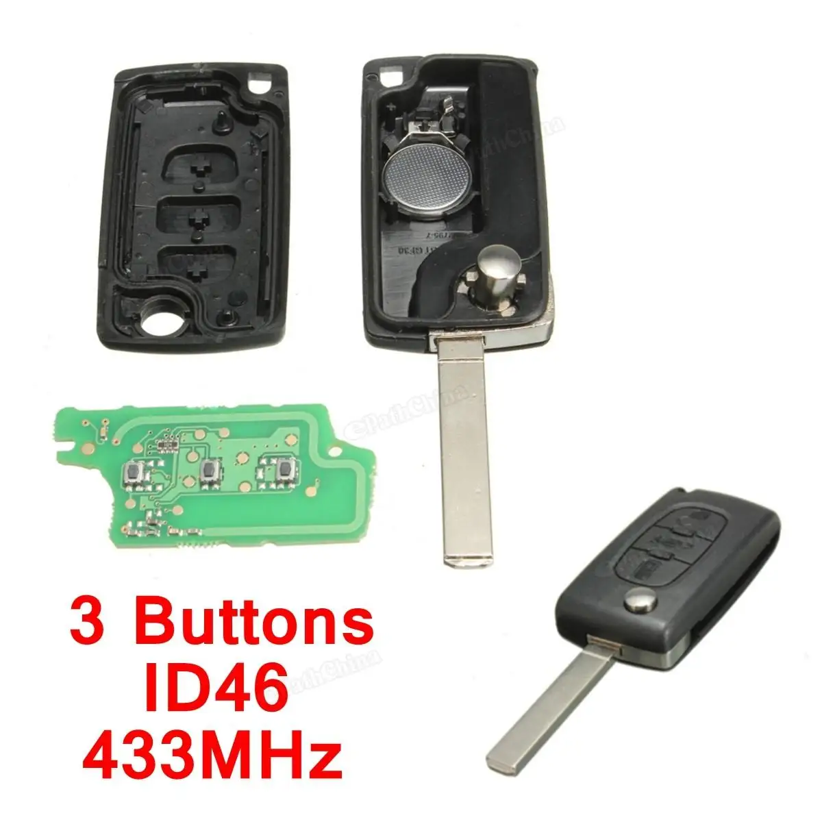 

3 Buttons Without slot With ID46 Chip No Standard Battery holder Remote Key For PEU-GEOT /CITROEN /BERLINGO