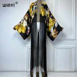 WINYI kimono cover-up new summer boho print Bikini Cover-up elegante fashion Cardigan sexy Holiday manica lunga nappe maxi dress