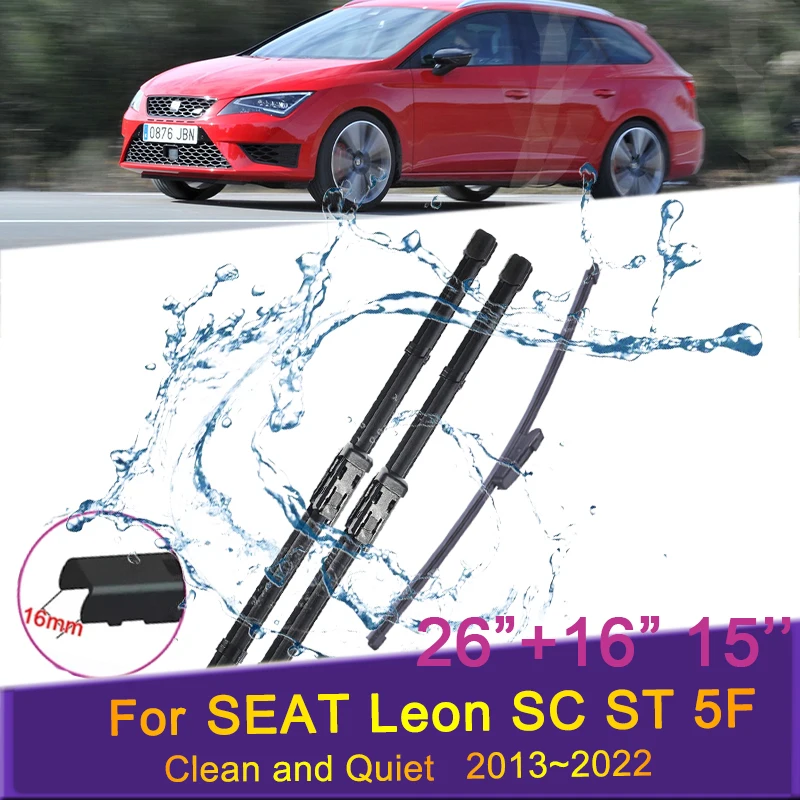 Car Wiper Blades for SEAT Leon SC ST 5F 2013~2022 2014 2015 Front Windshield Frameless Durable Rubber Snow Shaving Accessories