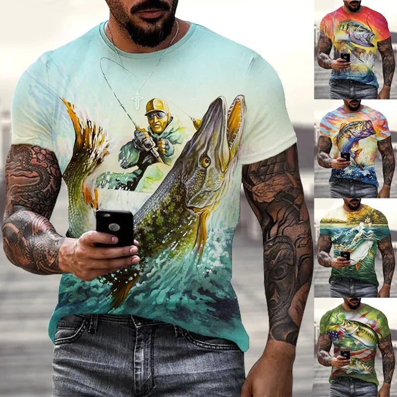 

Hobby Carp Fishing 3D Print T Shirt Men's Fashion Men's Clothing Quality Haikyuu T-shirt for Men Round Neck Short-sleeveTops