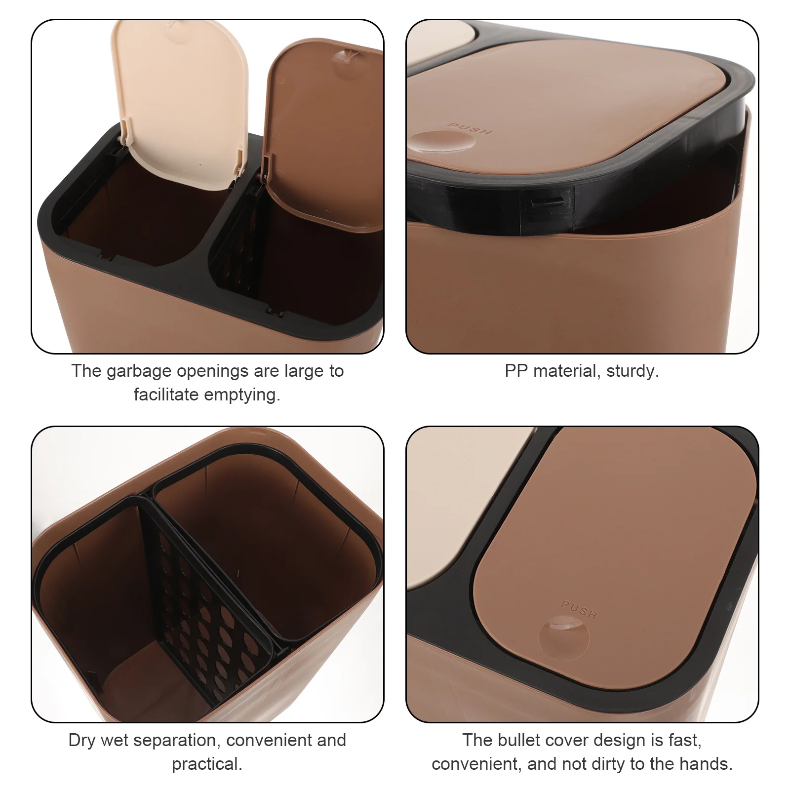 

Double Layer Trash Can Large Capacity Pp Material Dry Wet Separation Design For Home Office Kitchen Garbage Bin Plastic Waste