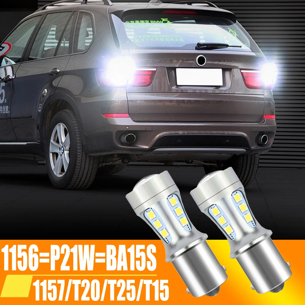 2pcs 1156 P21W LED Bulb T20 W21/5W P21 P21W 1157 7443 921 7506 T25 Car T15 BA15S Auto DRL SMD 6000k White 12V Stop Reverse Light