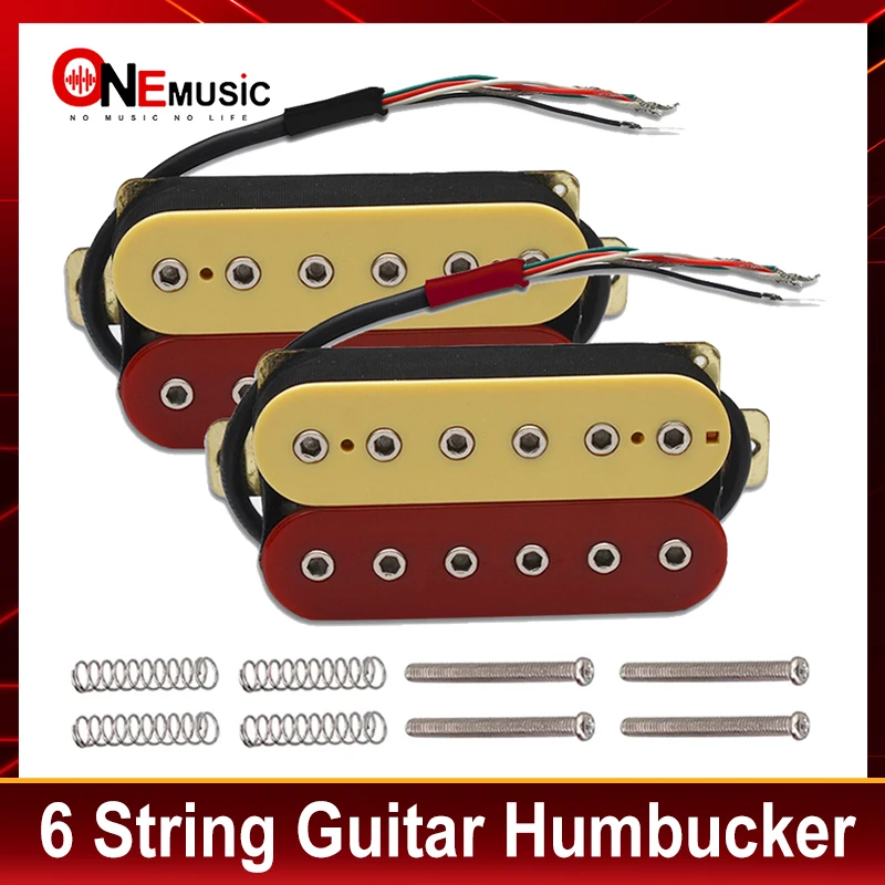 Electric Guitar 12 Adjustable Hex Screw Dual Coil Pickup 6 String Guitar Coil Splitting Pickup N7.5K/B15K Output Light Ivory/Red