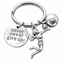 1Pc Volleyball Keychain,She Believed Never Give Up Keychains,Girls Volleyball Jewelry,Stainless Steel Key Ring,Gifts for Player