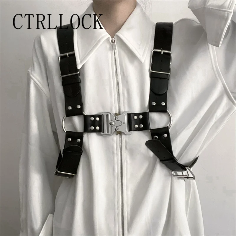 CTRLLOCK Techwear Chic Metal Buckles Waist Belt Adjustable Straps Body Harness Foe Women Dress Accessory