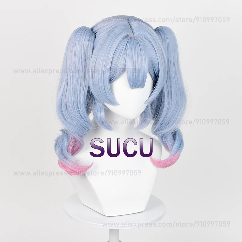 Miku Rabbit Hole Peruca Cosplay para Mulheres, Cabelo Anime com Rabo de Cavalo Duplo, Resistente ao Calor, Perucas Sintéticas, 45cm