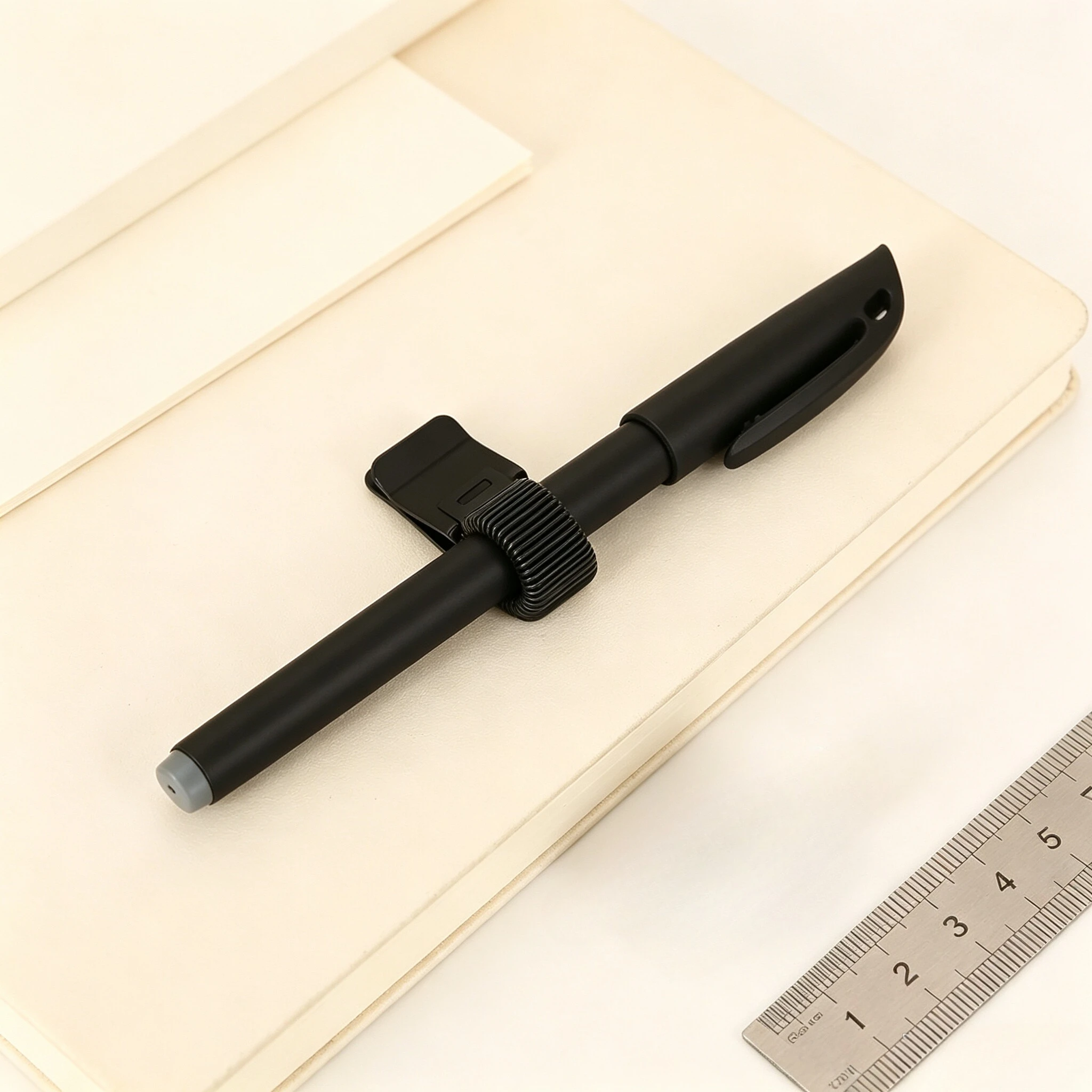 1pc Heavy-Duty Metal Pen Clip with Spring - Secure Grip Notebook Paper Clip, Minimalist Desk Organizer for School, Office