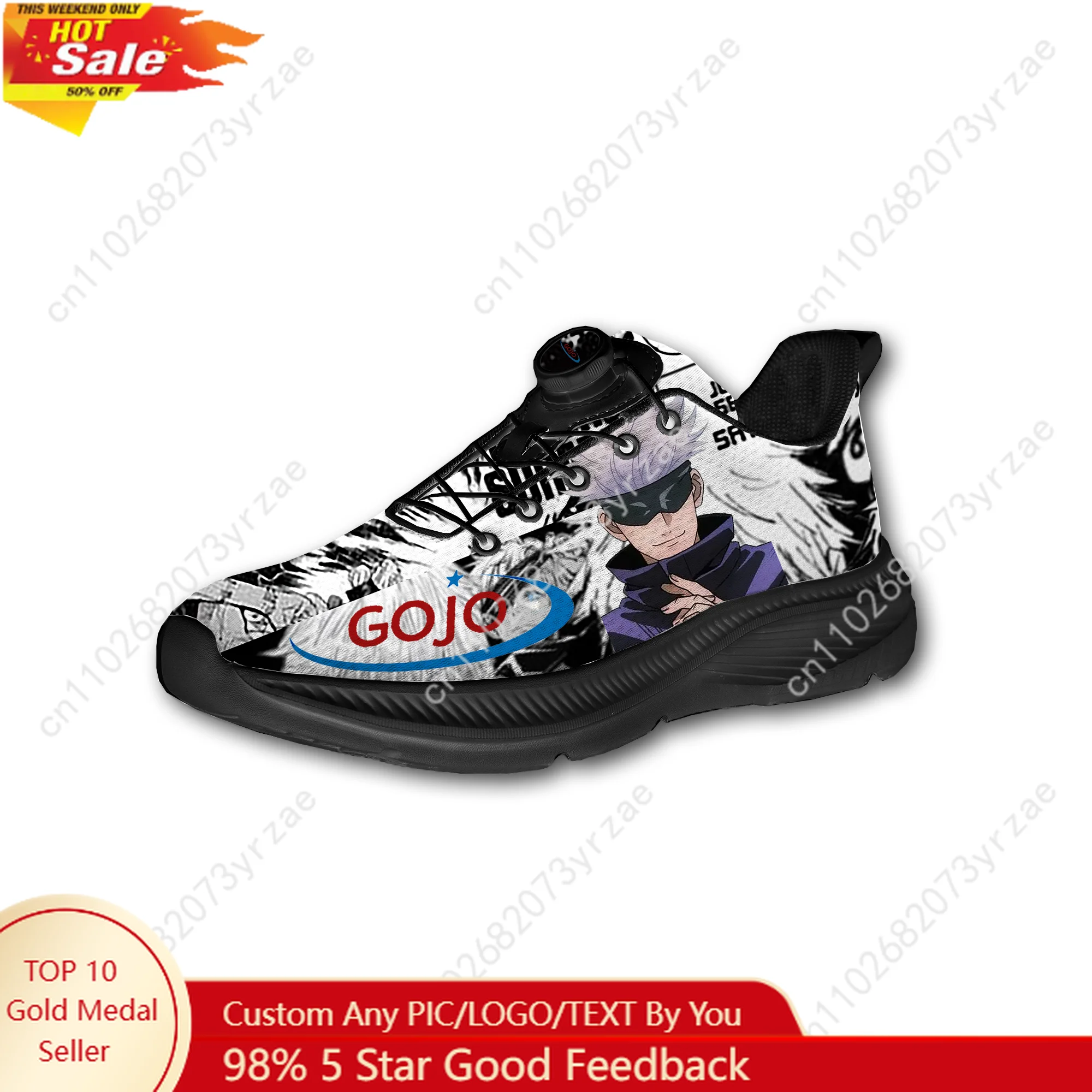 

Satoru Gojo Sneakers Mens Womens Walking Shoes Laceless Rotating Button Sports Shoe Fashion Lightweight Custom Made Sneaker