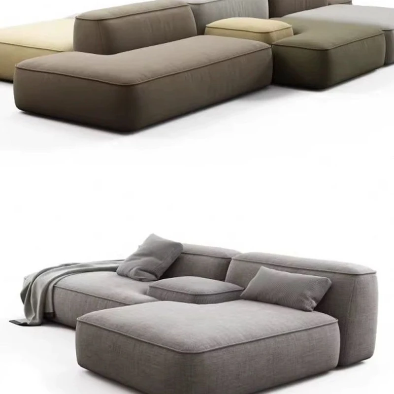 

Italian minimalist sofa large flat floor horizontal hall island sofa free combination double-sided office lobby reception