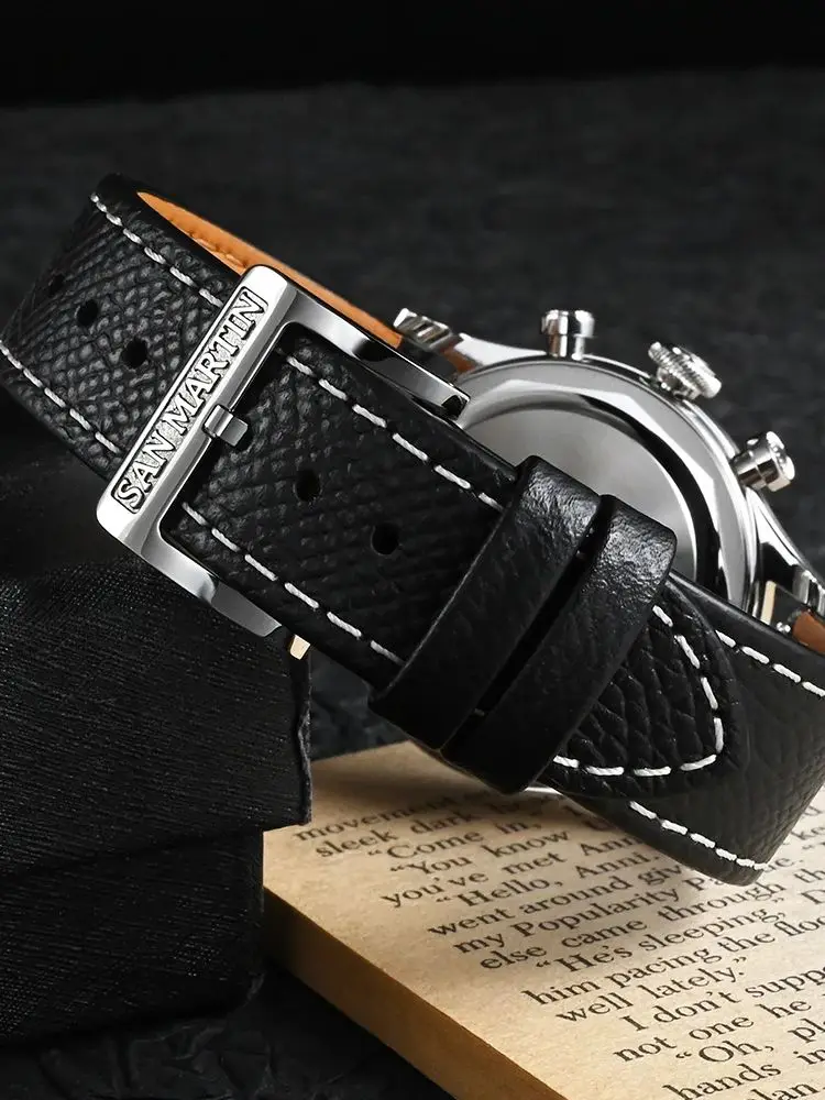 San Martin 38mm VK64 Quartz Watch Men Vintage Chronograph Wrist Watches Dress Arabic / Roman Numeral 5Bar Sapphire SN0101JS-1/2